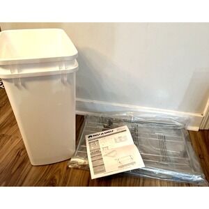 Rev-A-Shelf Double Pull Out Trash Can 35 Qt for Kitchen, White, RV-18KD-11C S